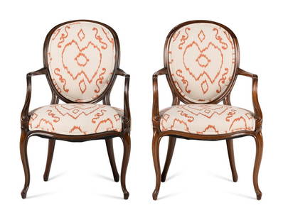 A Pair of George III Style Mahogany Armchairs : A Pair of George III Style Mahogany Armchairs  Late 19th/Early 20th Century Height 36 3/4 x width 23 1/4 x depth 20 inches. Property from a Private Collection, Philadelphia