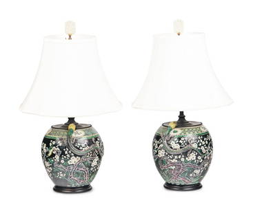 A Pair of Chinese Porcelain Jars Mounted as Lamps: A Pair of Chinese Porcelain Jars Mounted as Lamps 20th Century Height of jars 12 inches. Property from a Private Collection, Philadelphia This lot is located in Chicago