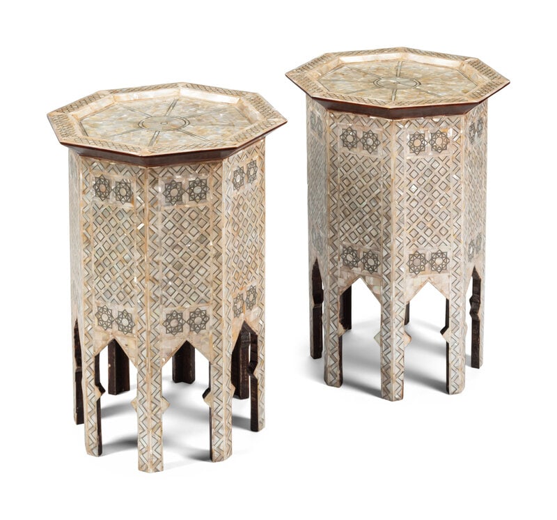 A Pair of Levantine Mother-of-Pearl Inlaid Octagonal Tables (1 of 4)