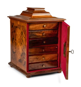 A Continental Walnut Collector's Cabinet