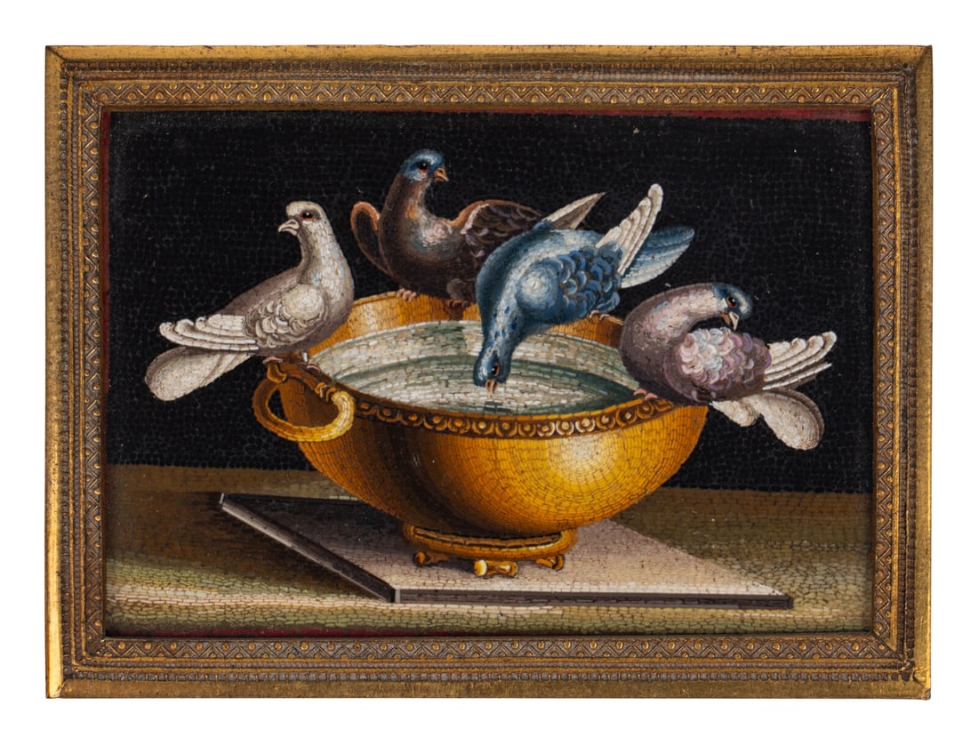 An Italian Micromosaic Plaque of the Doves of Pliny (1 of 2)