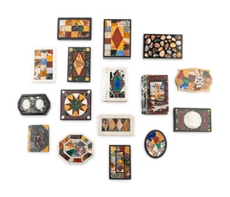 A Collection of Sixteen Italian Pietra Dura Paperweights