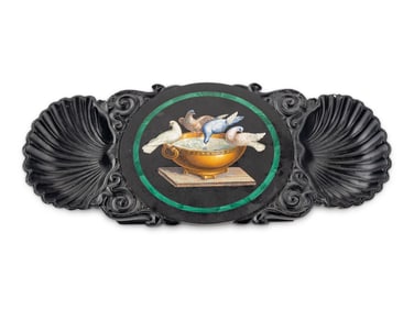 An Italian Double-Shell Carved and Micromosaic-Inset Vide Poche