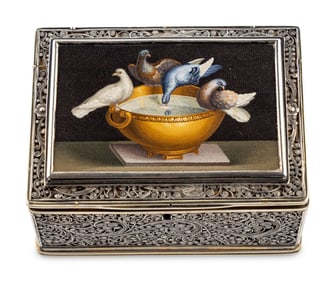 A Scottish Silver and Italian Micromosaic-Inset Snuff Box