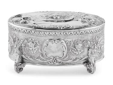 A German Silver Singing Bird Automaton Box