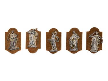 A Set of Five South German Silver Figural Plaques