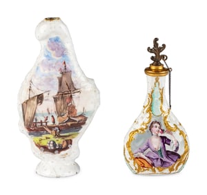 Two South Staffordshire Enamel Scent Bottles