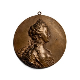 A Continental Bronze Profile Medallion of Catherine II of Russia