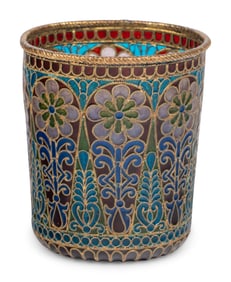 A Russian Plique-à-Jour Enameled Beaker