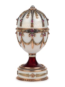 A 14 Karat Vari-Color Gold, Silver, Guilloché Enamel, Diamond, Pearl, and Cabochon