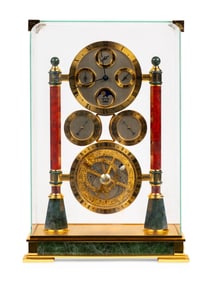 A Swiss Gilt Metal and Marble Mantel Clock