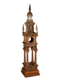 A Large Carved Wood Architectural Model