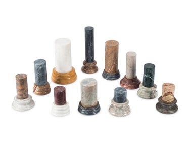 A Group of Eleven Small Italian Grand Tour Style Marble Columns