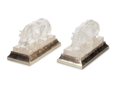 A Pair of Rock Crystal Models of Hippopotami