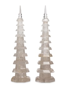 A Pair of Carved Rock Crystal Pagodas