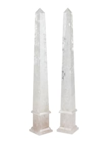 A Pair of Large Rock Crystal Obelisks