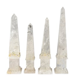 A Graduated Set of Four Neoclassical Style Rock Crystal Obelisks