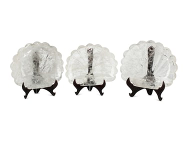 A Set of Three Rock Crystal Shell-Shaped Dishes