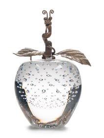 A Steuben Glass and 18 Karat Gold Apple of Eden Sculpture