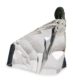 A Steuben Glass and Silver Ice Bear Sculpture