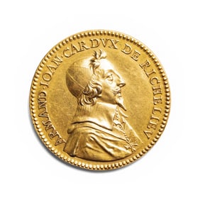 [EXONUMIA] A Gold 1634-Dated Commemorative Restrike Medallion Relating to Cardinal Richelieu