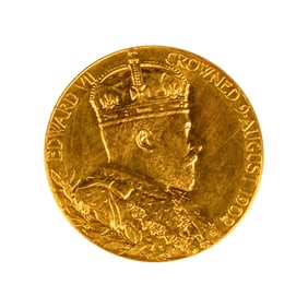 [EXONUMIA] [GREAT BRITAIN] A 1902 Edward VII Coronation Commemorative Gold Medallion (17.1 g, 55mm)