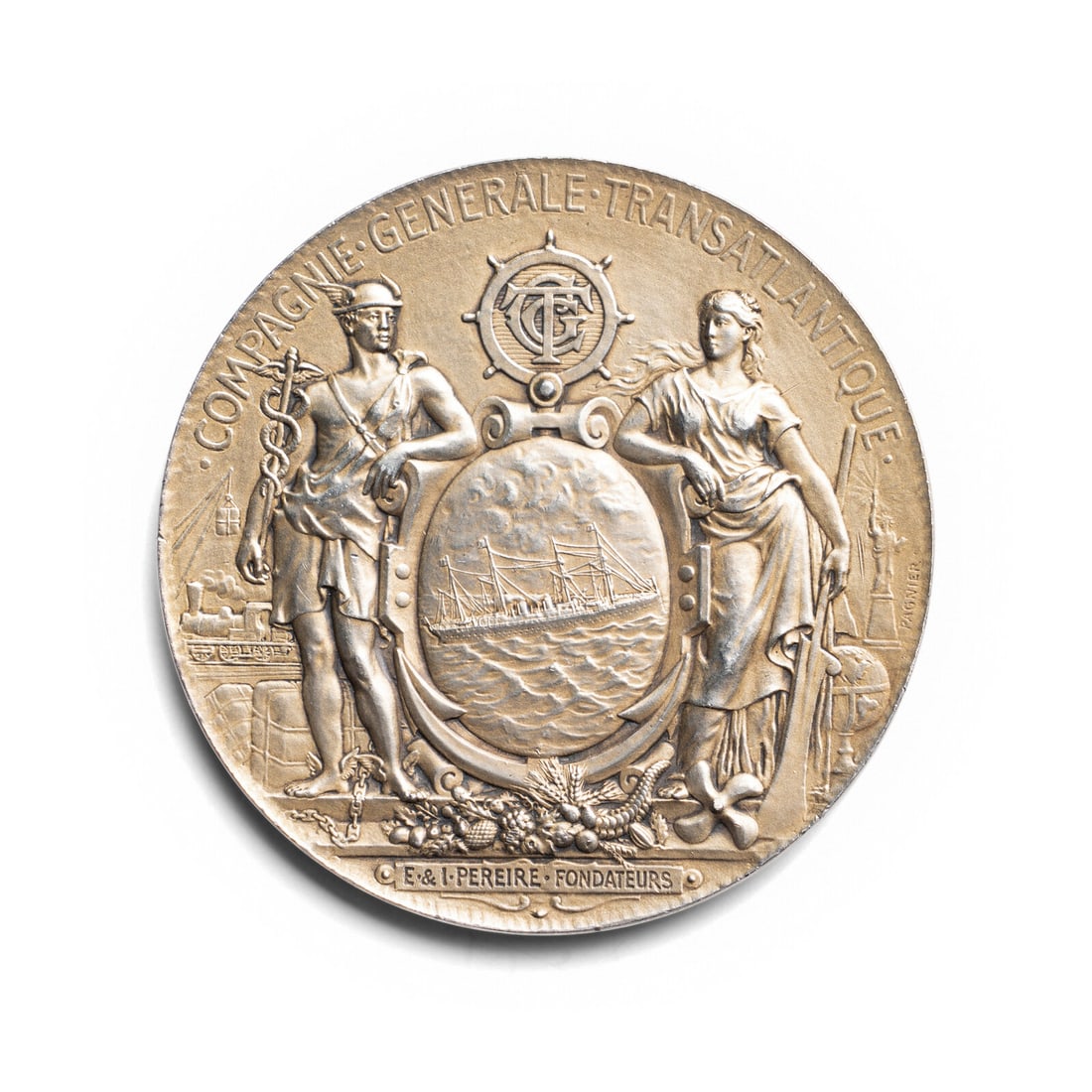 [EXONUMIA] A French Silver Presentation Medallion Relating to Oceanic Travel (1 of 2)