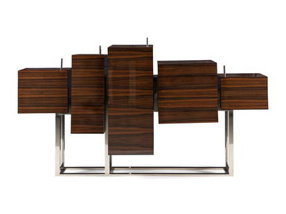 A Fermin Verdeguer for DARC Macassar Ebony and Chrome Brancusi Cabinet: A Fermin Verdeguer for DARC Macassar Ebony and Chrome Brancusi Cabinet Height 48 x width 84 1/2 x depth 21 inches. Property from the Chicago Residence of Interior Desig