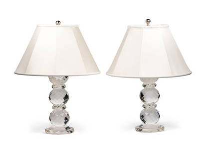 A Pair of Ralph Lauren Cut-Glass Daniela Table Lamps: A Pair of Ralph Lauren Cut-Glass Daniela Table Lamps Height overall 31 inches. Property from the Chicago Residence of Interior Designe