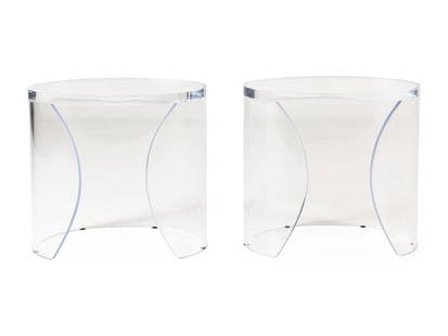A Pair of Acrylic Side Tables: A Pair of Acrylic Side Tables DMID, Chicago, 21st Century Height 27 1/2 x width 29 3/4 x depth 22 inches. Property from the Chicago Residence of Interior Designer Donna Mondi