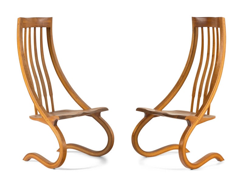 A Pair of Studio Craft Various Woods Side Chairs (1 of 8)