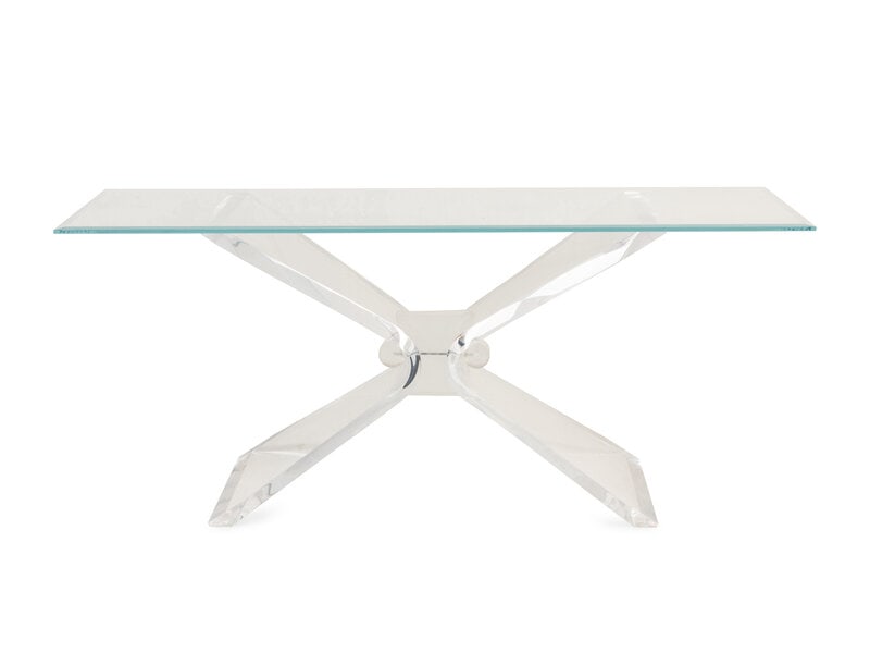 An Acrylic and Glass-Top Console Table: An Acrylic and Glass-Top Console Table DMID, Chicago, 21st Century Height 28 1/2 x width 67 3/4 x depth 24 inches. Property from the Chicago Residence of Interior Designer Donna
