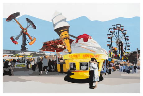 Stephen Ibbott
(Canadian, 20th/21st Century)
Carnival, 2007: Stephen Ibbott (Canadian, 20th/21st Century) Carnival, 2007 acrylic on aluminum titled, signed and dated (on the reverse) 32 x 48 inches. This lot is located in Palm Beach.