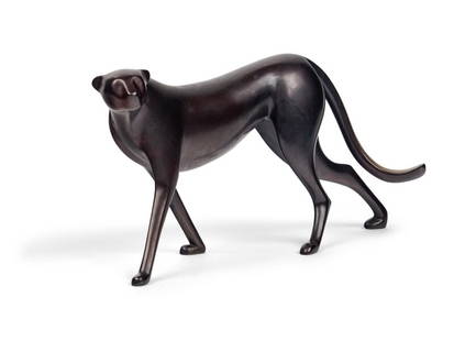 Loet Vanderveen
(American/Dutch, b. 1921)
Cheetah: Loet Vanderveen (American/Dutch, b. 1921) Cheetah bronze signed Loet to underside and numbered 365/500 Height 6 1/4 x length 13 inches. This lot is located in Chicago.