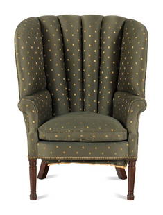 A Federal Style Mahogany Wingback Armchair: A Federal Style Mahogany Wingback Armchair 19th Century Height 45 1/2 x width 34 3/4 x depth 20 1/4 inches. Property of a California Collector This lot is located in Chi