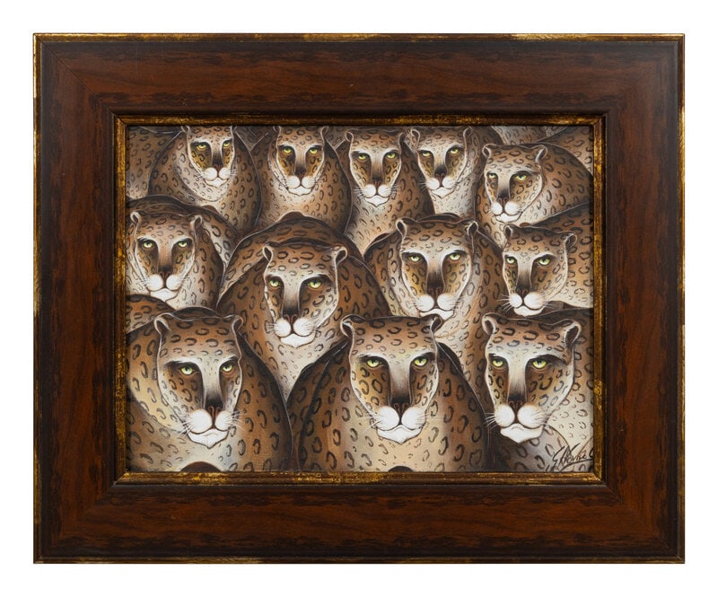 Gustavo Novoa (Chilean/American, b. 1941) Miradas fijas (Set Looks): Gustavo Novoa (Chilean/American, b. 1941) Miradas fijas (Set Looks) oil on canvas signed G. Novoa (lower right); titled, signed and dated 1997; stamped with author rights stamp dated 3.6 19