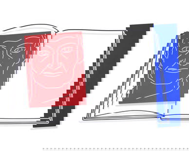 Michael Craig-Martin (Irish, b. 1941) Untitled (Matisse Book): Michael Craig-Martin (Irish, b. 1941) Untitled (Matisse Book) painted aluminum, steel and wood, in 2 parts Height (overall): 43 1/2 inches. This lot is located in Philadelphia. Provenance: Collection