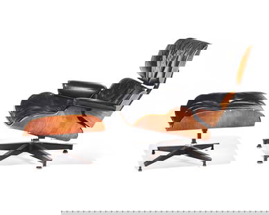 Charles and Ray Eames (American, 1907–1978 | 1913–1988) 670 / 671 lounge chair and: Charles and Ray Eames (American, 1907&#8211;1978 | 1913&#8211;1988) 670 / 671 lounge chair and ottoman, 1956 / c. 1970 Herman Miller, USA rosewood, leather upholstery, enameled and brushed aluminum, r