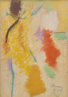 John Ferren (American, 1905-1970) Untitled (Study), 1959: John Ferren (American, 1905-1970) Untitled (Study), 1959 pastel on paper signed Ferren and dated 59 (lower right) 7 1/2 x 4 3/4 inches. Property from the Estate of Mimi Kazon This lot is located in Ph