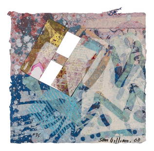 Sam Gilliam (American, 1933–2022) H Series, #35, 2000: Sam Gilliam (American, 1933&#8211;2022) H Series, #35, 2000 unique raked polypropylene, acrylic and paper collage with stitching signed Sam Gilliam, dated and numbered #35 in ink (lower edge) 11 1/2 x