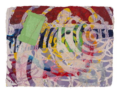 Sam Gilliam (American, 1933–2022) Shoebox, 1999: Sam Gilliam (American, 1933&#8211;2022) Shoebox, 1999 relief etching with collage on handmade paper signed, titled, dated, and numbered 18/21 in silver ink 17 1/2 x 23 inches. Property from the Estate