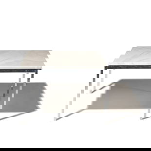 Florence Knoll (American, 1917-2019) Marble side table Knoll, USA: Florence Knoll (American, 1917-2019) Marble side table Knoll, USA marble, chrome-plated steel 19 h x 29 1/2 w 29 d inches. This lot is located in Chicago.