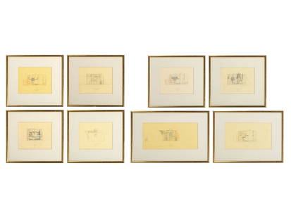 Michael Graves (American, 1934-2015) Group of 8 Architectural Drawings from The Crooks' House, 1976: Michael Graves (American, 1934-2015) Group of 8 Architectural Drawings from The Crooks' House, 1976 graphite and colored pencil on paper each signed Graves, titled and dated (lower center) Largest (si