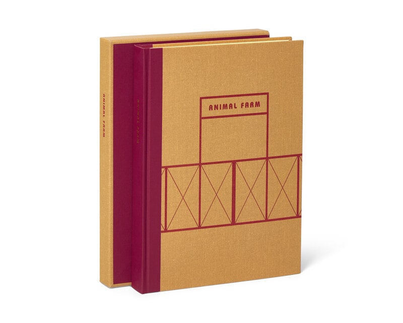 [FINE PRESS - ARION PRESS]. ORWELL, George (1903-1950). Animal Farm. San Francisco: The Arion Press,: [FINE PRESS - ARION PRESS]. ORWELL, George (1903-1950). Animal Farm. San Francisco: The Arion Press, 2013. 4to. 24 color plates by Jonathan Hammer. Original quarter red cloth over tan and red cloth-co