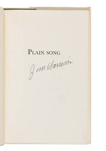 HARRISON, Jim (1937-2016). Plain Song. New York: W.W. Norton & Company, Inc., 1995. : HARRISON, Jim (1937-2016). Plain Song. New York: W.W. Norton &amp; Company, Inc., 1995. 8vo. Original olive green cloth (light rubbing); dust jacket (light rubbing). FIRST EDITION. SIGNED BY HAR