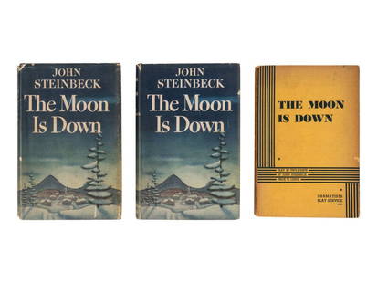 STEINBECK, John (1902-1968). The Moon is Down. New York: The Viking Press, 1942.: STEINBECK, John (1902-1968). The Moon is Down. New York: The Viking Press, 1942. 8vo. Original cloth (spine sunned, slight wear); dust jacket (price-clipped, slight chipping). FIRST EDITION IN CLOTH,