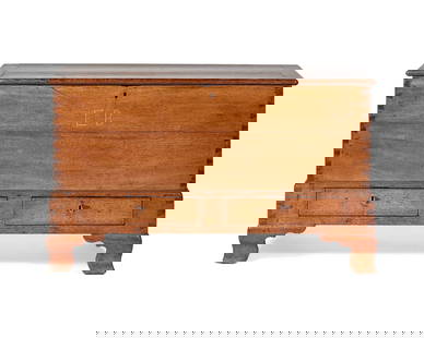 A Chippendale Inlaid Walnut Blanket Chest: A Chippendale Inlaid Walnut Blanket Chest Lancaster County, Pennsylvania, Late 18th Century the case with inlaid initials, "E.B.", above two short drawers with inlaid diamond escutcheons, on ogee feet