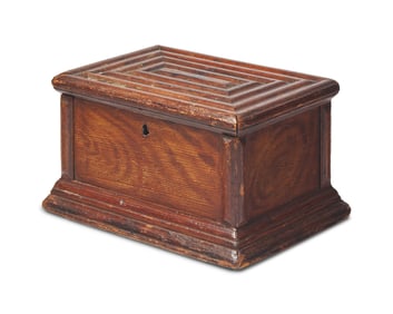 A Federal Carved and Faux-Grained Pine Document Box