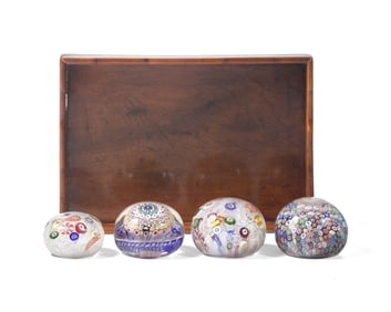 A Group of Four Millefiori Glass Paperweights