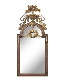 A Spanish "Bilbao" Walnut-Veneered and Parcel-Gilt Mirror For the American Market